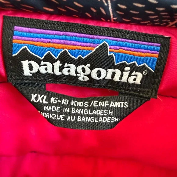 Patagonia Girls' Down Sweater Puffer XXL 16/18 Woodland Animal Print